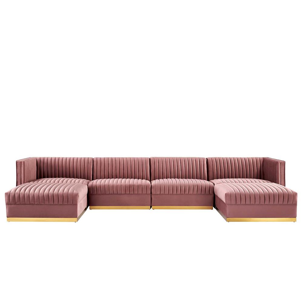 Sanguine Channel Tufted Performance Velvet 6-Piece Modular Sectional Sofa. Picture 1