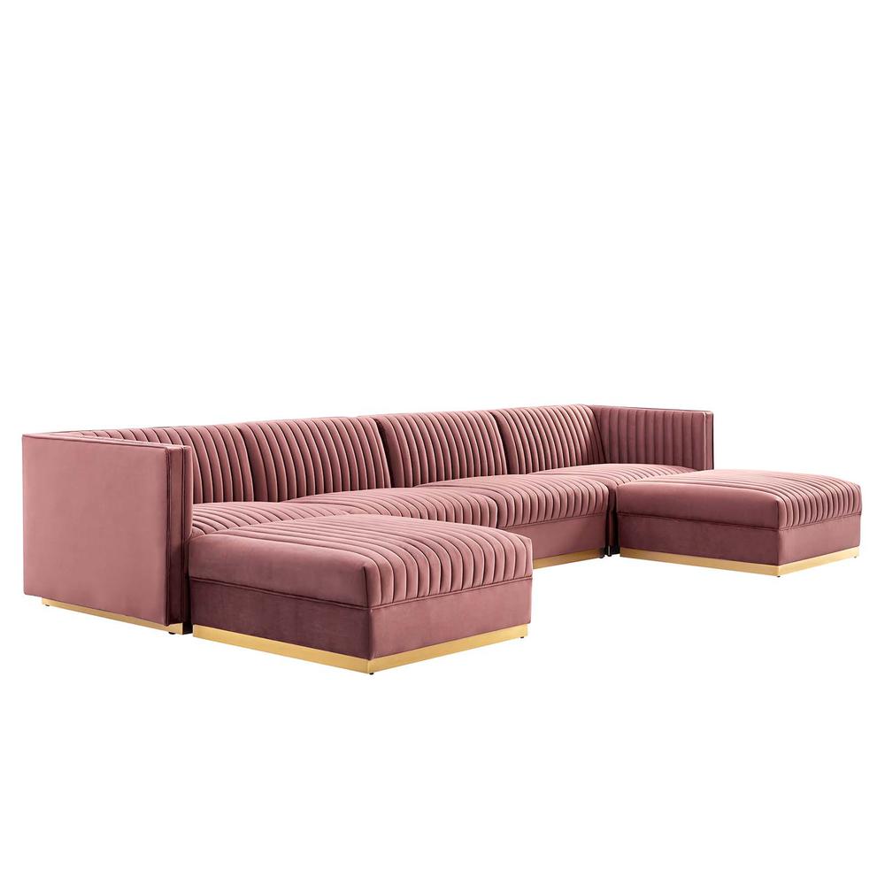 Sanguine Channel Tufted Performance Velvet 6-Piece Modular Sectional Sofa. Picture 2