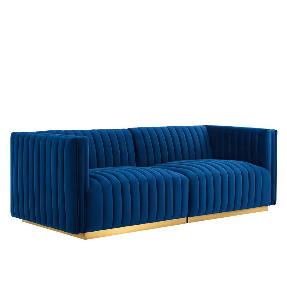 Conjure Channel Tufted Performance Velvet Loveseat. Picture 1