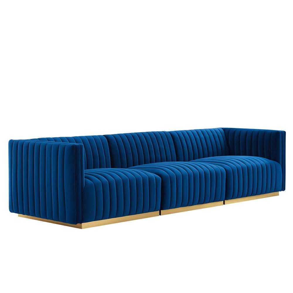 Conjure Channel Tufted Performance Velvet Sofa. Picture 1