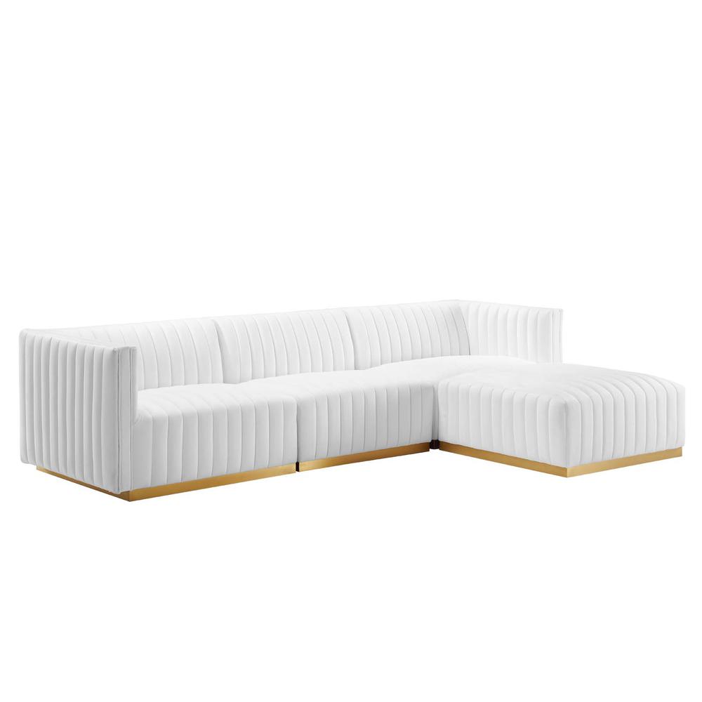 Conjure Channel Tufted Performance Velvet 4-Piece Sectional. Picture 1