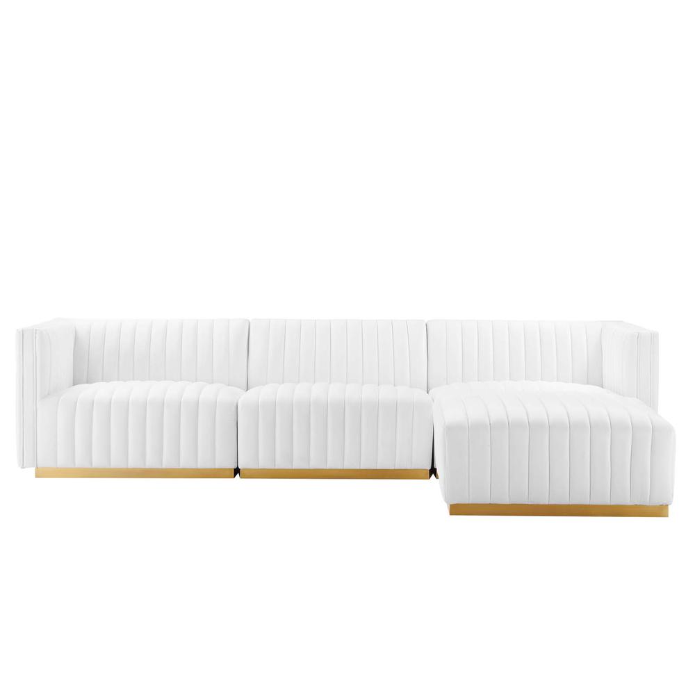 Conjure Channel Tufted Performance Velvet 4-Piece Sectional. Picture 2