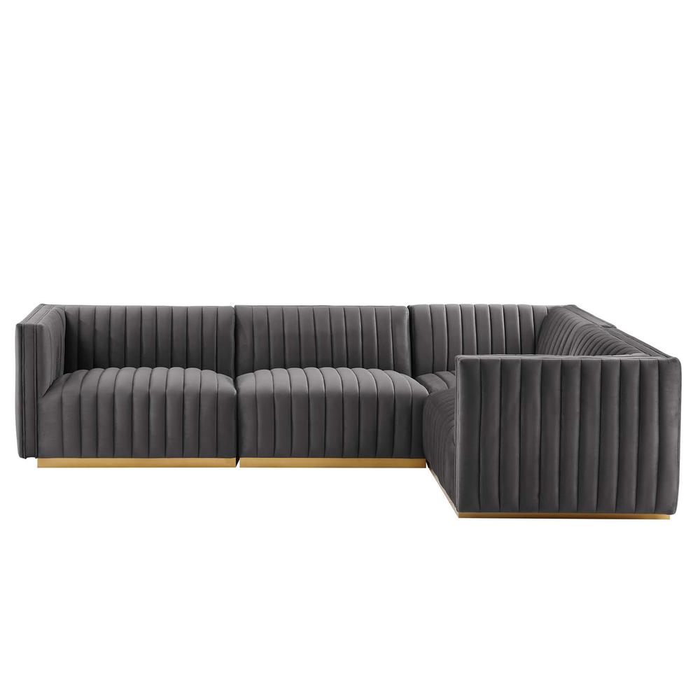 Conjure Channel Tufted Performance Velvet 4-Piece Sectional. Picture 2