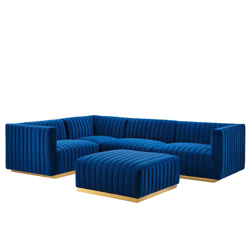 Conjure Channel Tufted Performance Velvet 5-Piece Sectional. Picture 1
