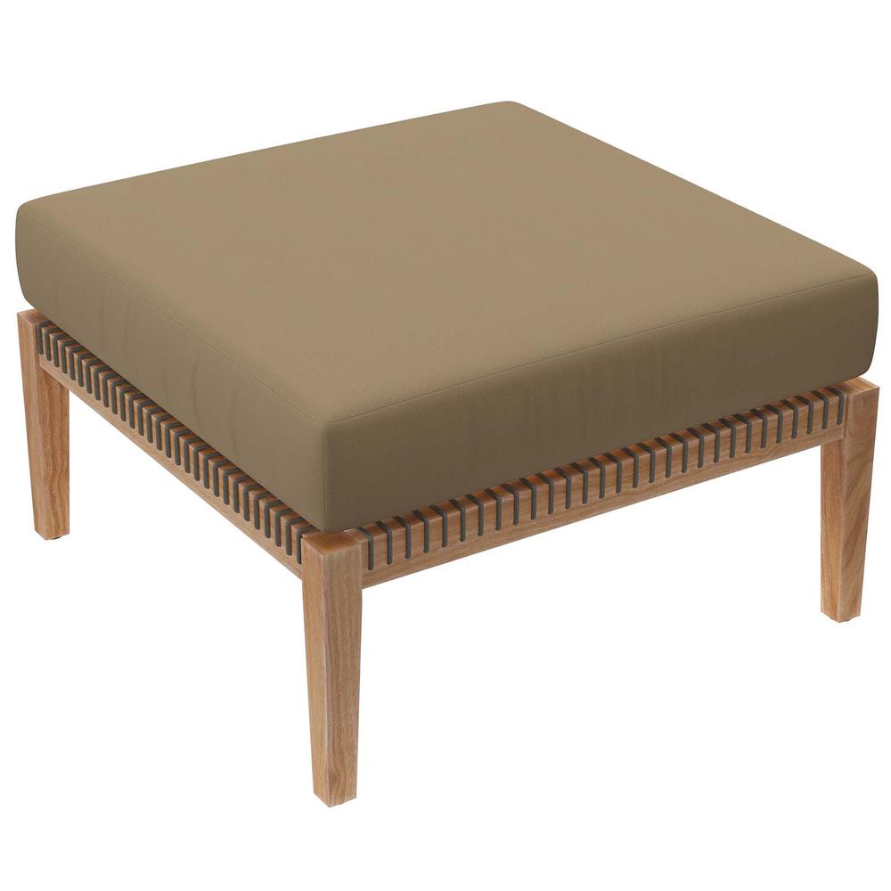 Clearwater Outdoor Patio Teak Wood Ottoman. Picture 1