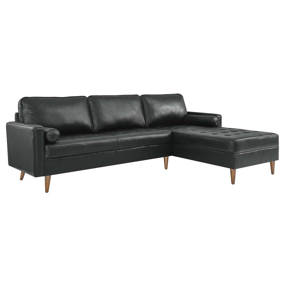 Valour 98" Leather Sectional Sofa, Black. The main picture.
