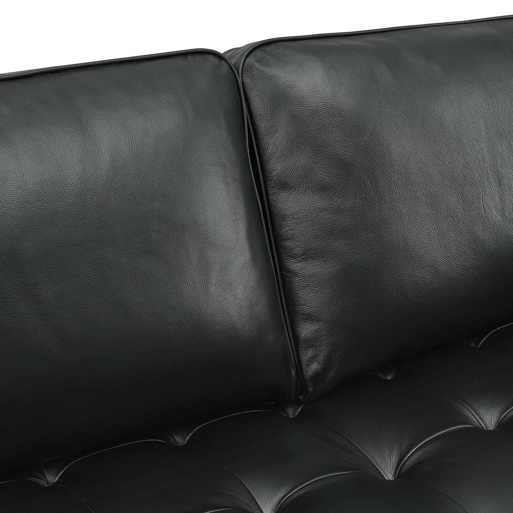 Valour 98" Leather Sectional Sofa, Black. Picture 5