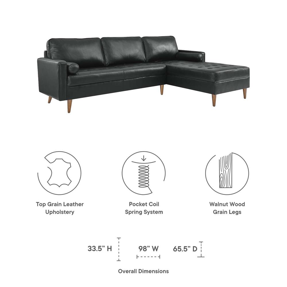 Valour 98" Leather Sectional Sofa, Black. Picture 6