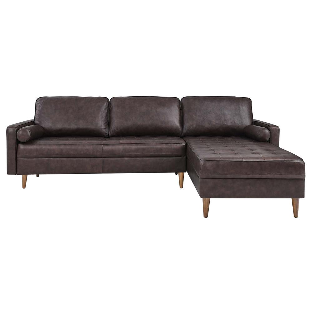 Valour 98" Leather Sectional Sofa, Brown. Picture 4