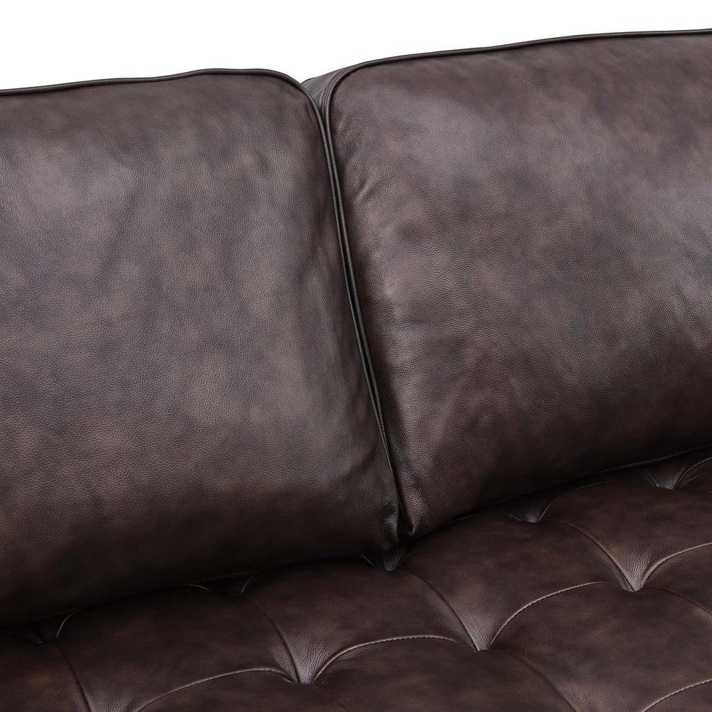 Valour 98" Leather Sectional Sofa, Brown. Picture 5