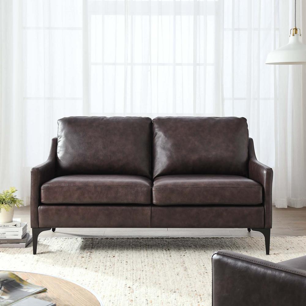 Corland Leather Loveseat. Picture 8