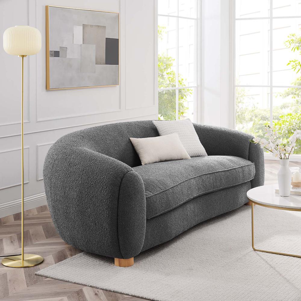 Abundant Boucle Upholstered Fabric Sofa. Picture 8