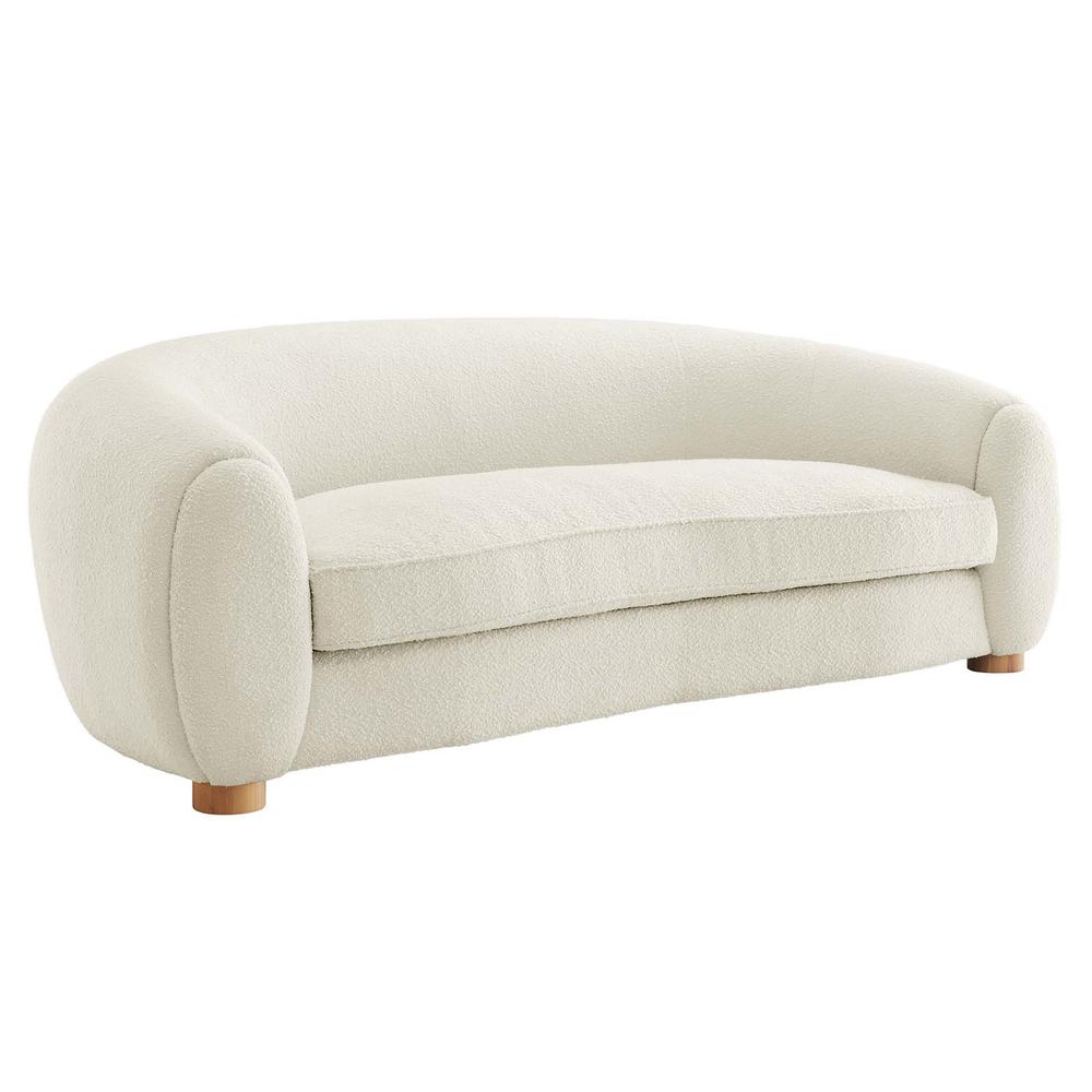 Abundant Boucle Upholstered Fabric Sofa - Ivory EEI-6024-IVO. The main picture.