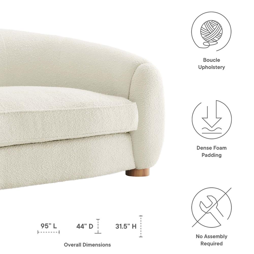 Abundant Boucle Upholstered Fabric Sofa - Ivory EEI-6024-IVO. Picture 2