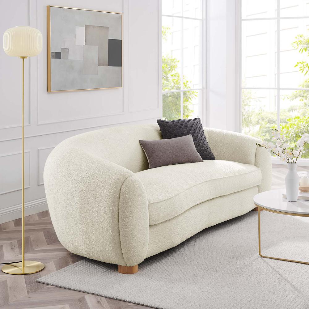 Abundant Boucle Upholstered Fabric Sofa - Ivory EEI-6024-IVO. Picture 8