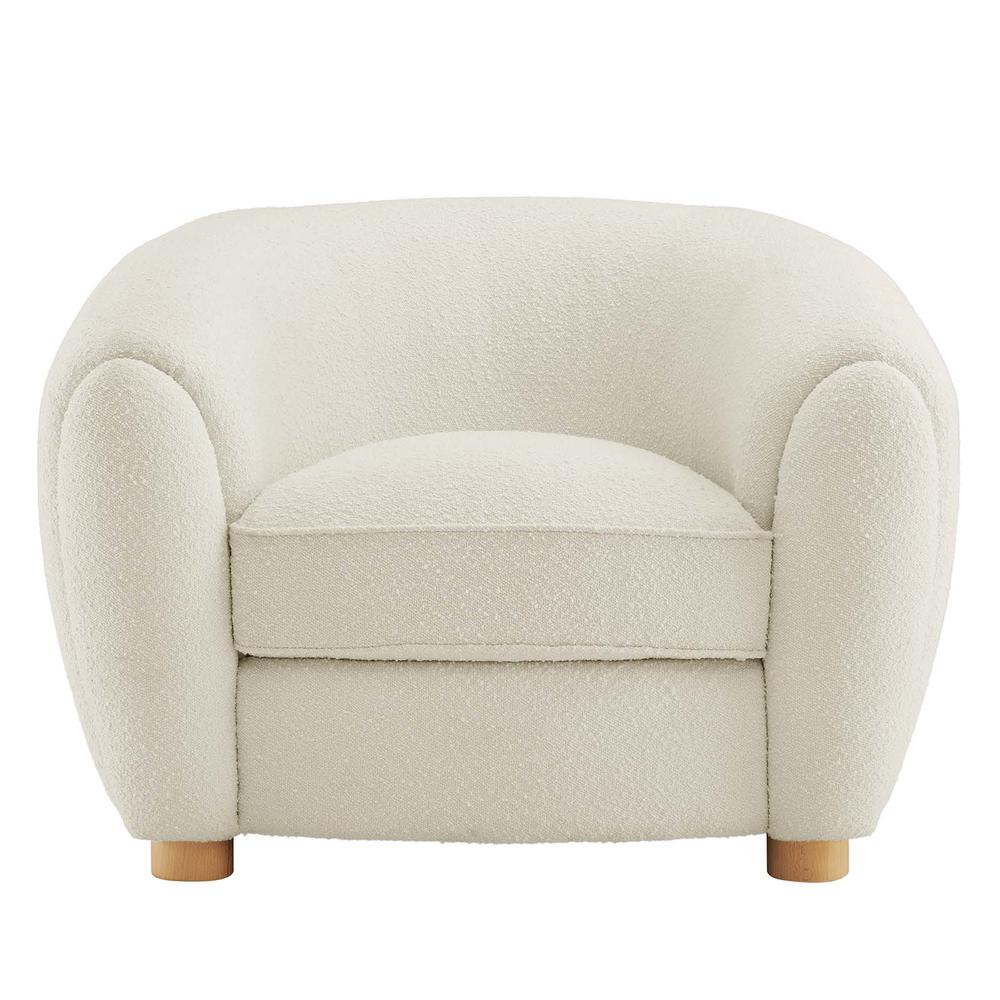 Abundant Boucle Upholstered Fabric Armchair - Ivory EEI-6025-IVO. Picture 6