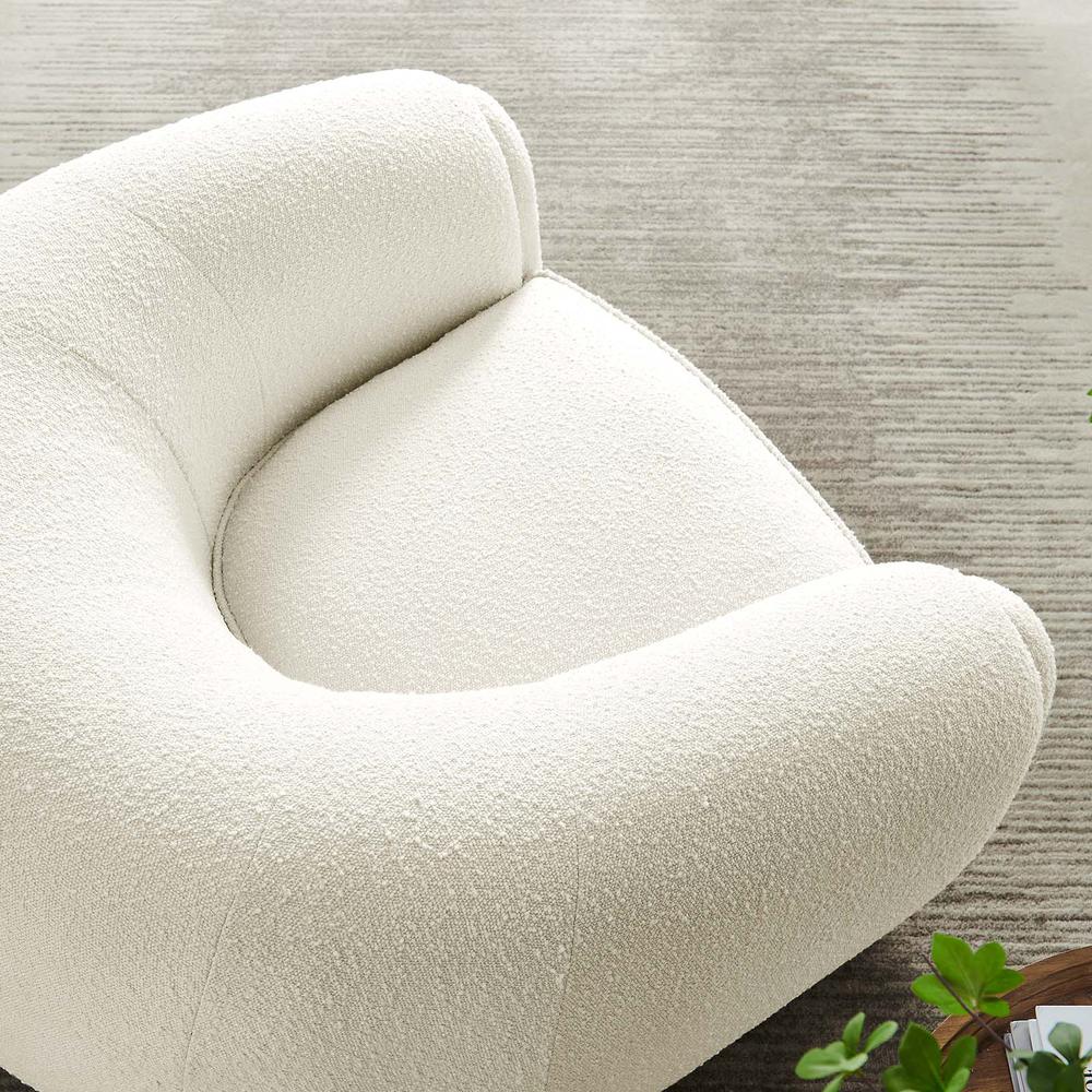 Abundant Boucle Upholstered Fabric Armchair - Ivory EEI-6025-IVO. Picture 7