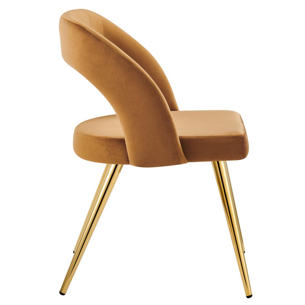 Marciano Performance Velvet Dining Chair Set of 2 - Gold Cognac EEI-6030-GLD-COG. Picture 3