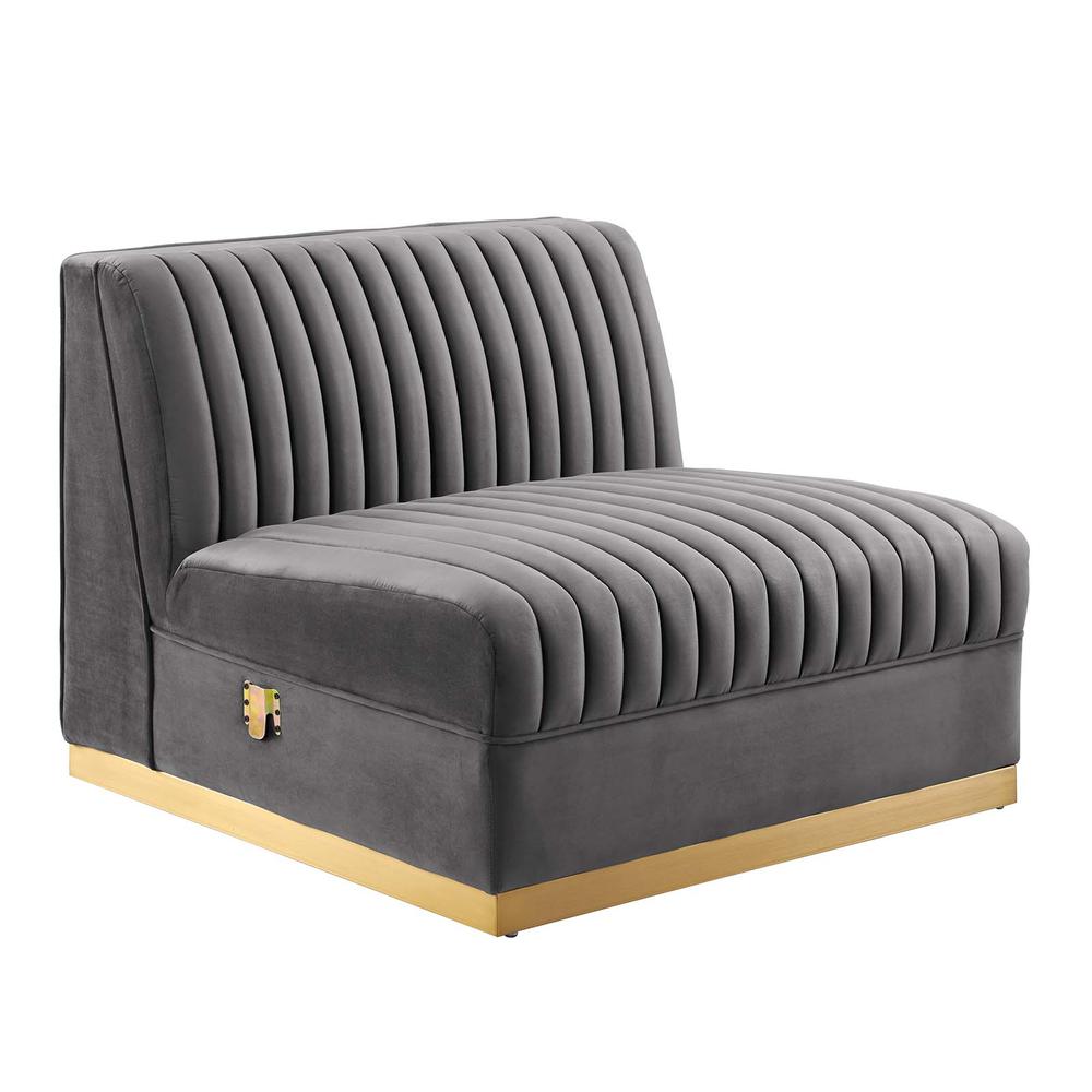 Sanguine Channel Tufted Performance Velvet Modular Sectional Sofa Armless Chair. Picture 1