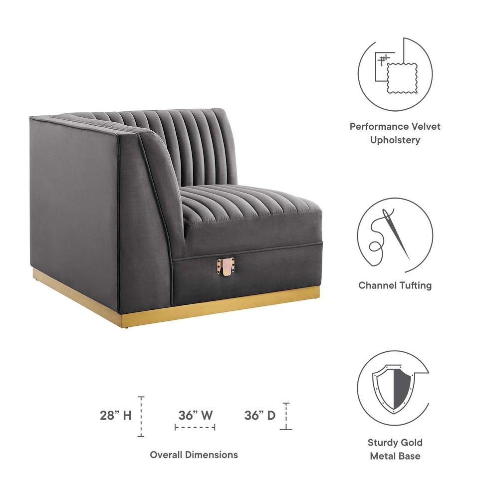 Tufted Performance Velvet Modular Sectional Sofa Left Corner Chair. Picture 6