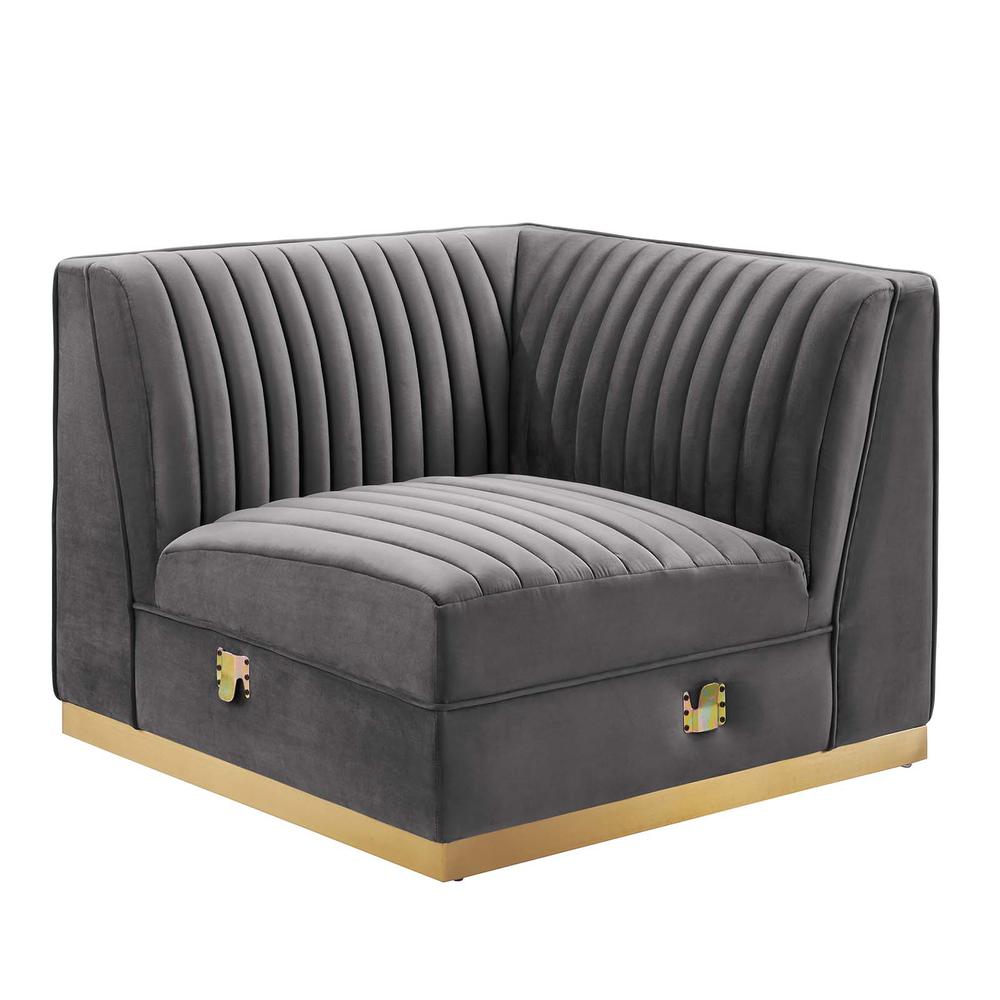 Tufted Performance Velvet Modular Sectional Sofa Right Corner Chair. Picture 2