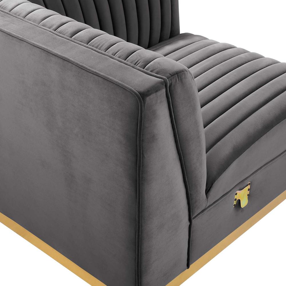 Tufted Performance Velvet Modular Sectional Sofa Right Corner Chair. Picture 5