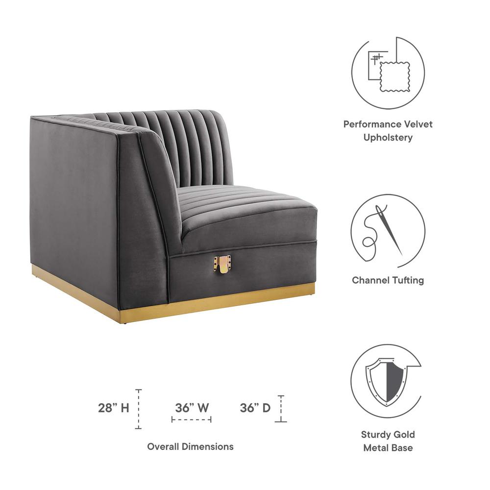 Tufted Performance Velvet Modular Sectional Sofa Right Corner Chair. Picture 6
