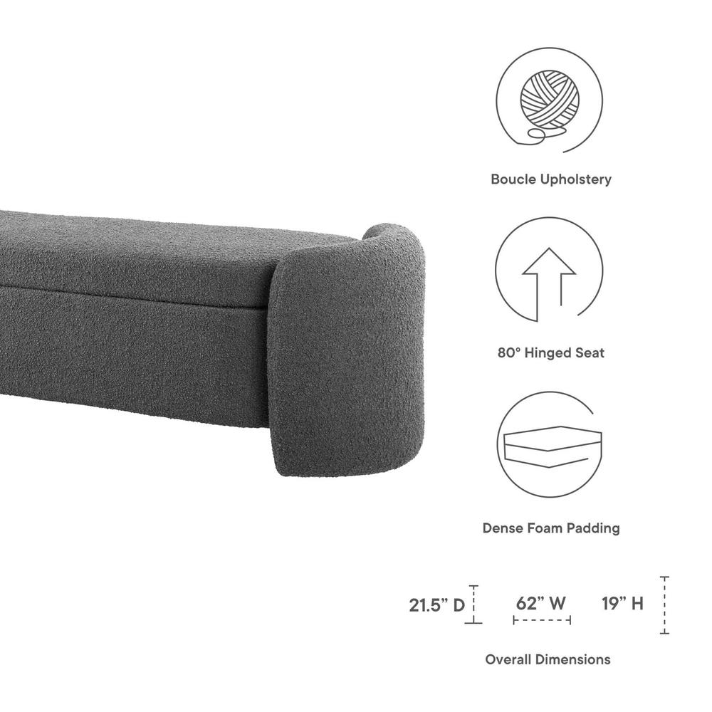 Nebula Boucle Upholstered Bench. Picture 6