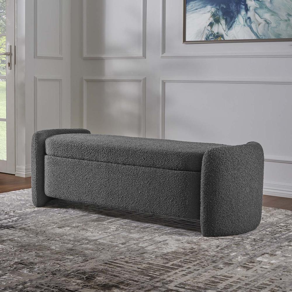 Nebula Boucle Upholstered Bench. Picture 8