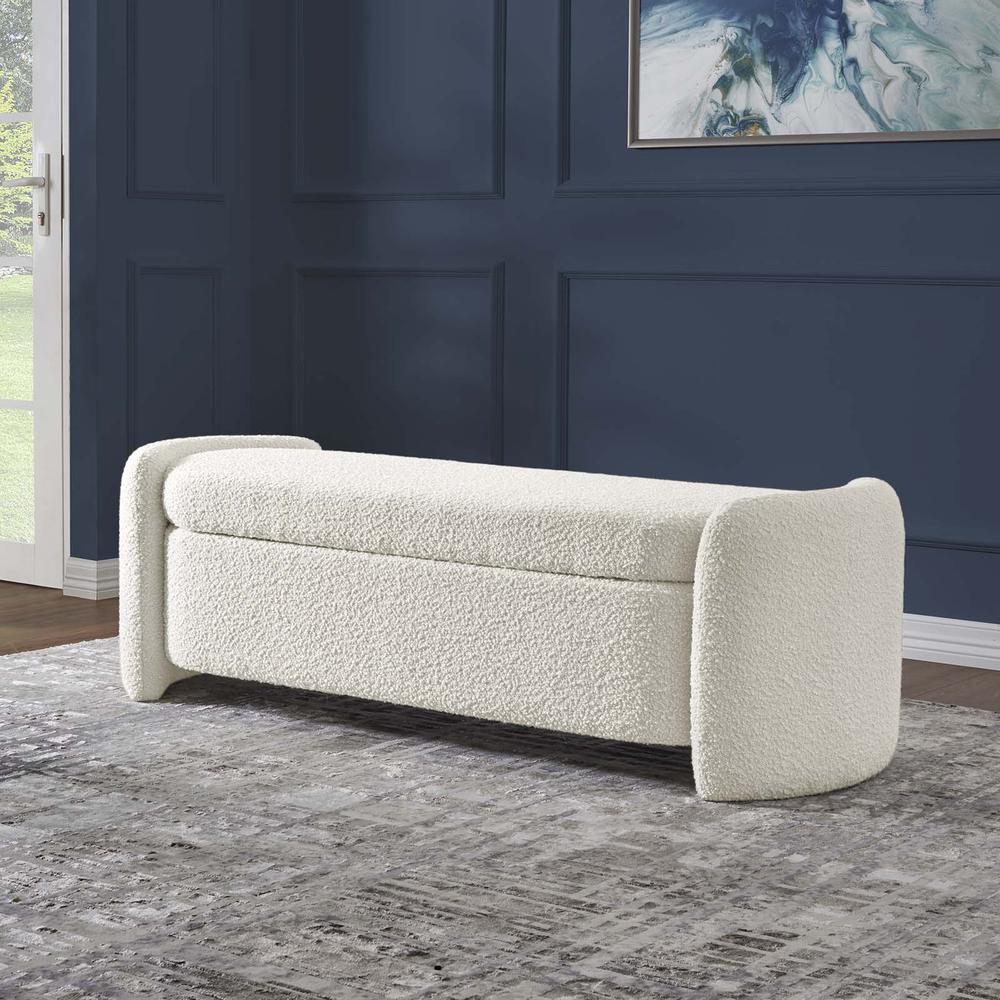 Nebula Boucle Upholstered Bench. Picture 8