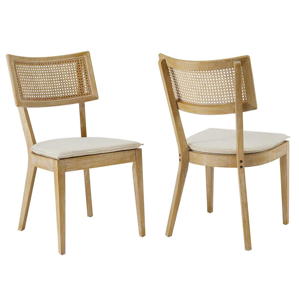 Caledonia Fabric Upholstered Wood Dining Chair Set of 2. Picture 1