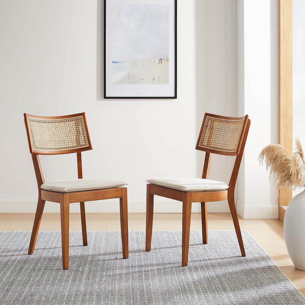 Caledonia Fabric Upholstered Wood Dining Chair Set of 2. Picture 10