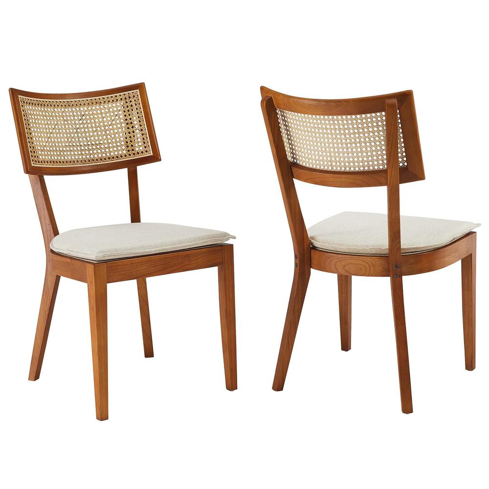 Caledonia Fabric Upholstered Wood Dining Chair Set of 2. Picture 1