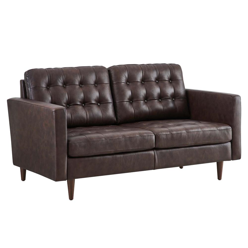 Exalt Tufted Leather Loveseat. Picture 1