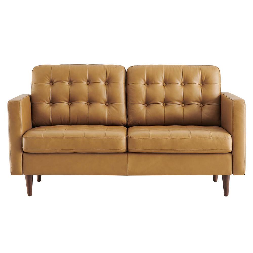 Exalt Tufted Leather Loveseat. Picture 4