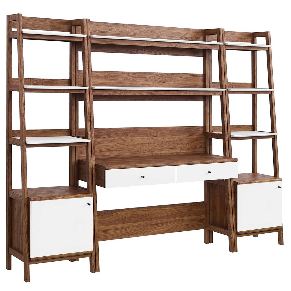Bixby 3-Piece Wood Office Desk and Bookshelf. Picture 1