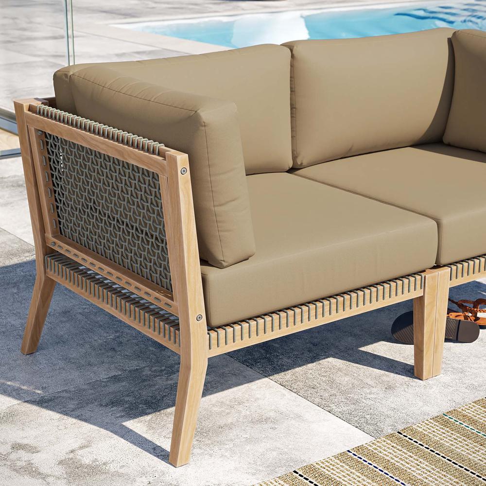 Clearwater Outdoor Patio Teak Wood Loveseat. Picture 7