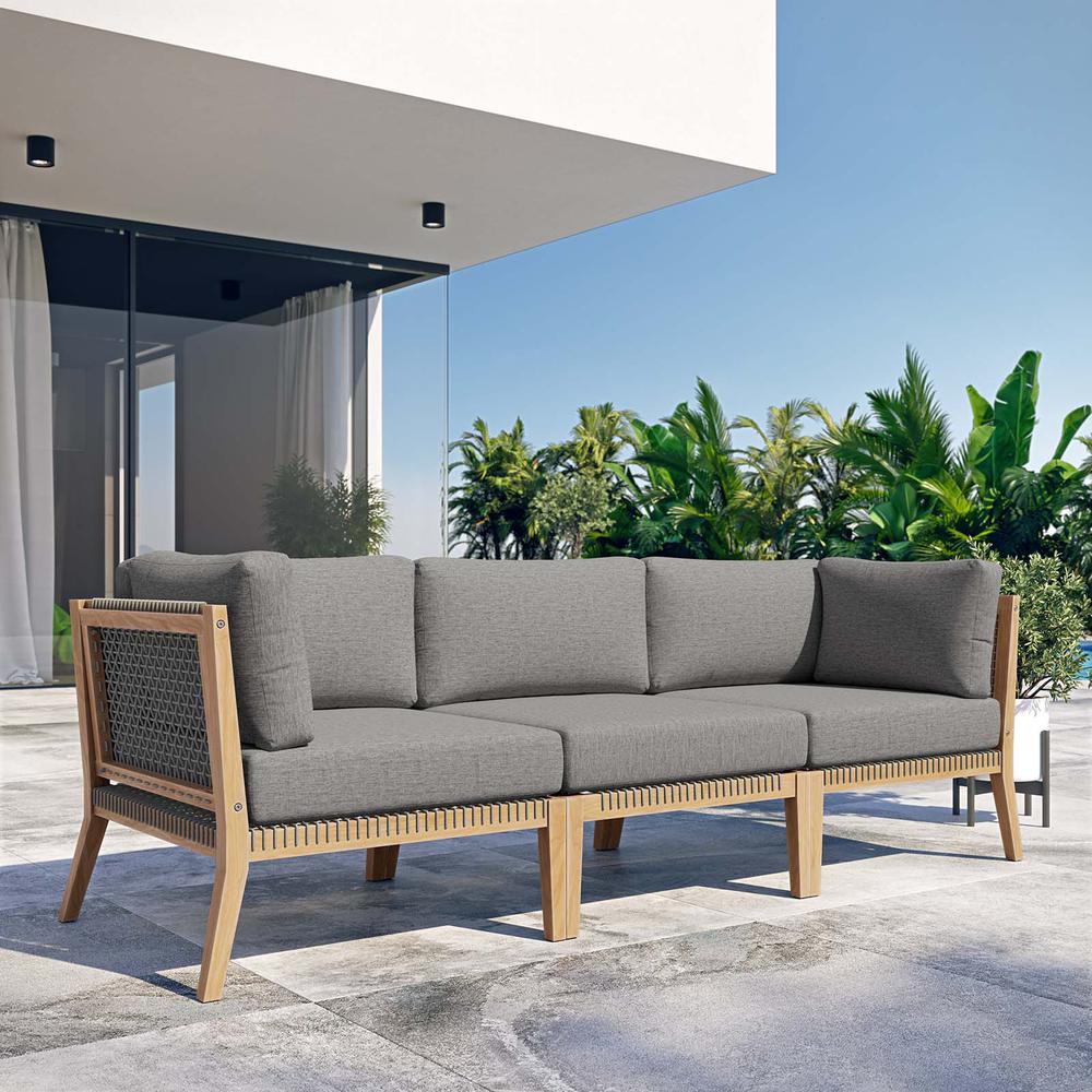 Clearwater Outdoor Patio Teak Wood Sofa. Picture 10