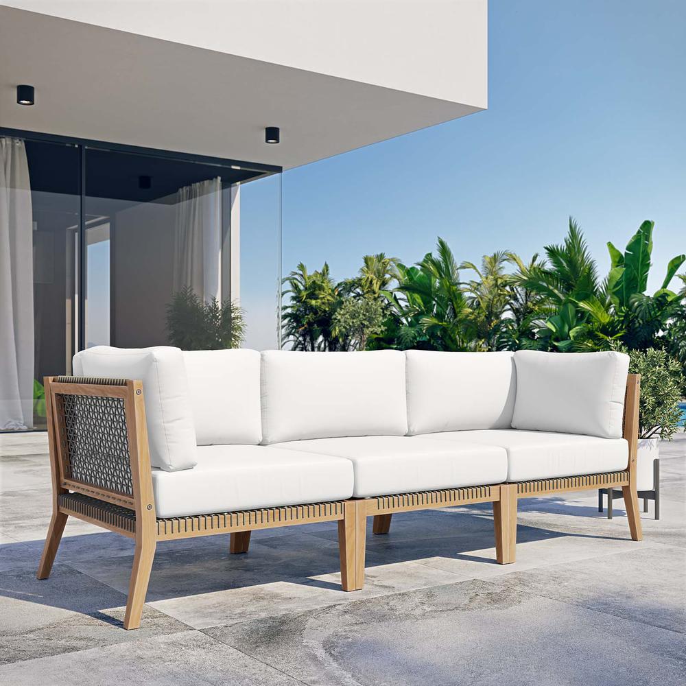 Clearwater Outdoor Patio Teak Wood Sofa. Picture 10