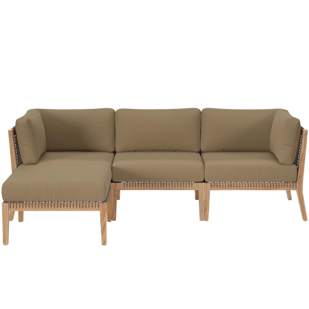 Clearwater Outdoor Patio Teak Wood 4-Piece Sectional Sofa. Picture 1
