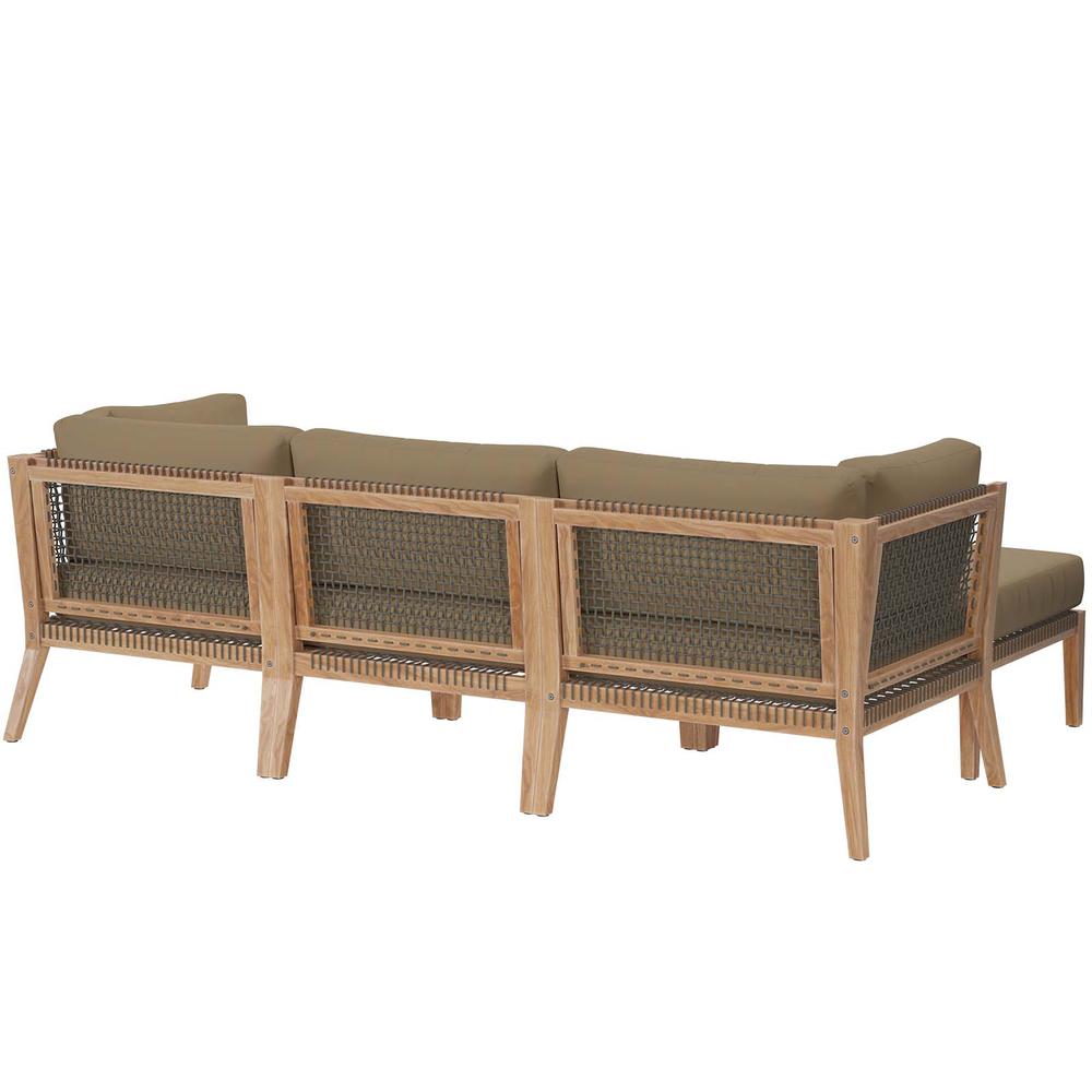 Clearwater Outdoor Patio Teak Wood 4-Piece Sectional Sofa. Picture 2
