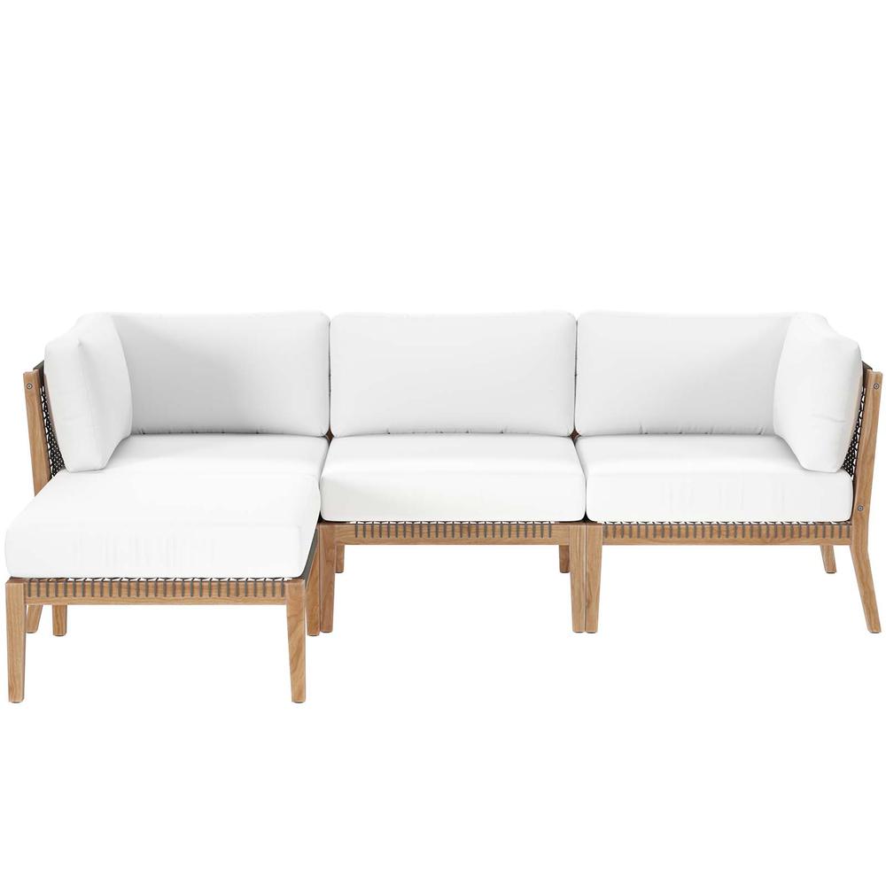 Clearwater Outdoor Patio Teak Wood 4-Piece Sectional Sofa. Picture 1