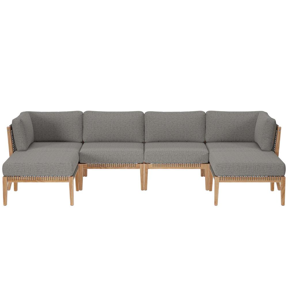 Clearwater Outdoor Patio Teak Wood 6-Piece Sectional Sofa. Picture 1