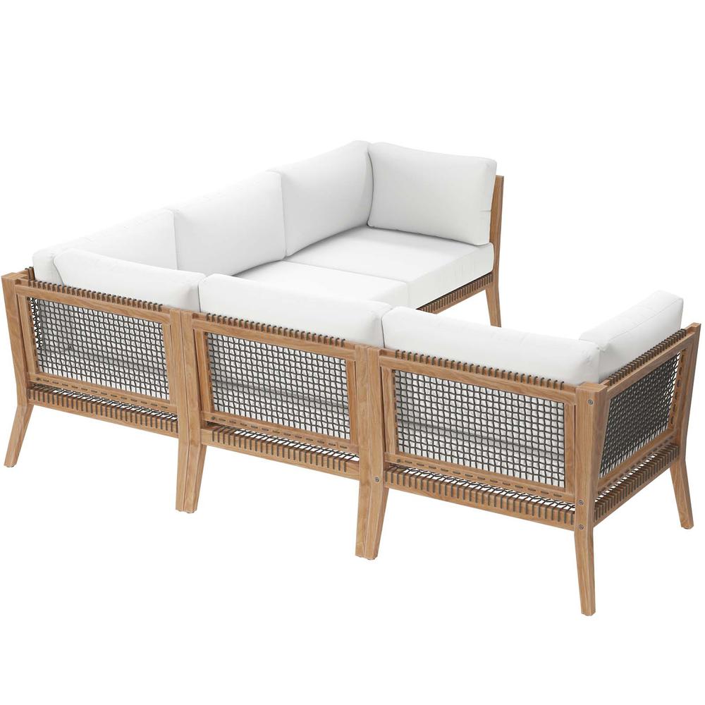 Clearwater Outdoor Patio Teak Wood 5-Piece Sectional Sofa. Picture 2