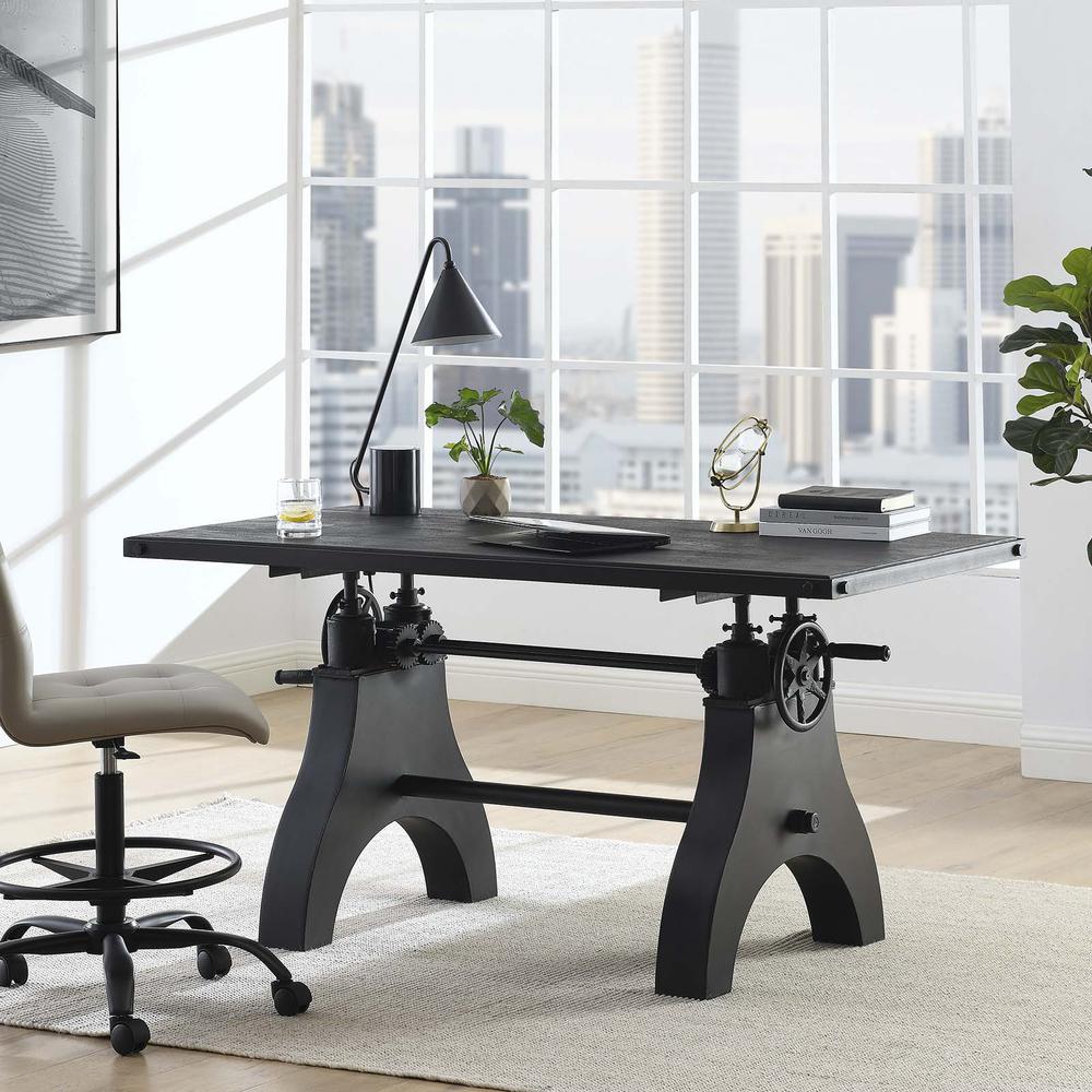 Genuine 60" Crank Adjustable Height Dining Table and Computer Desk. Picture 9