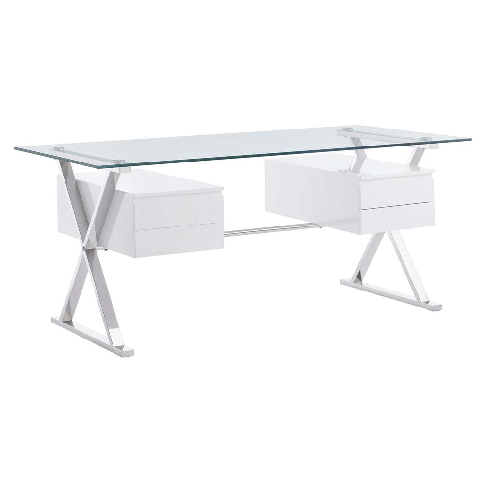 Sector 71" Glass Top Glass Office Desk. Picture 1
