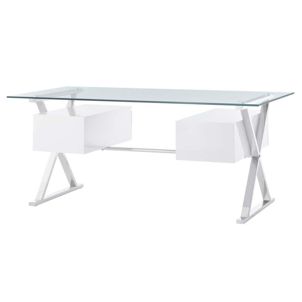 Sector 71" Glass Top Glass Office Desk. Picture 4