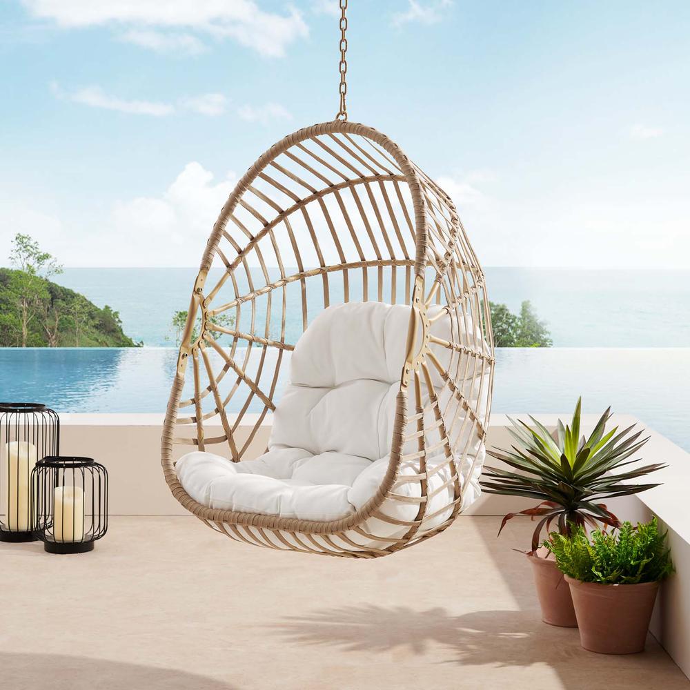 Amalie Wicker Rattan Outdoor Patio Rattan Swing Chair without Stand. Picture 8