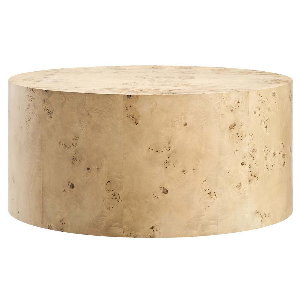 Cosmos 35" Round Burl Wood Coffee Table. Picture 1