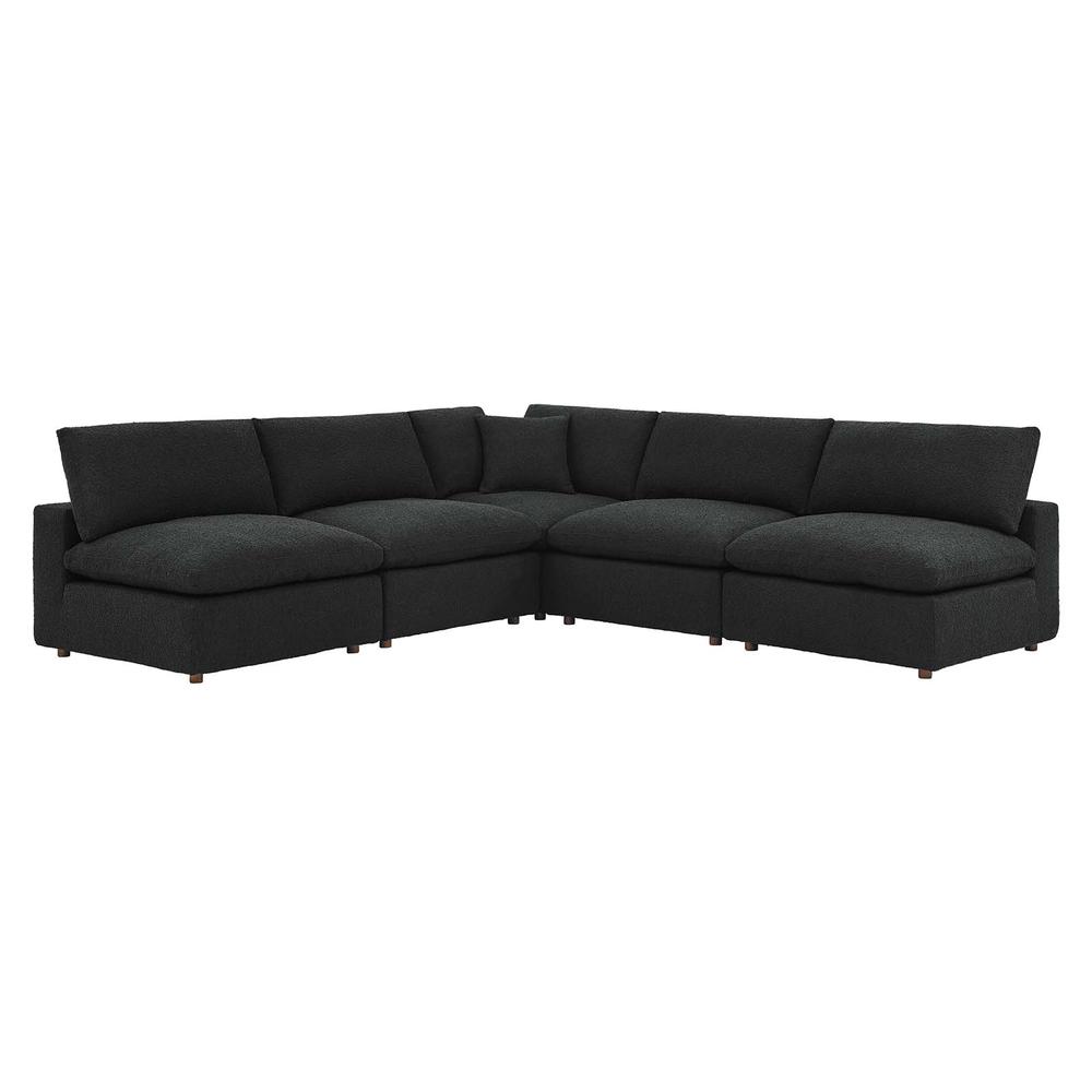 Commix Down Filled Overstuffed Boucle Fabric 5-Piece Sectional Sofa. Picture 1